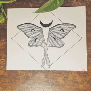 Lunar Moth Original Dotwork Print
